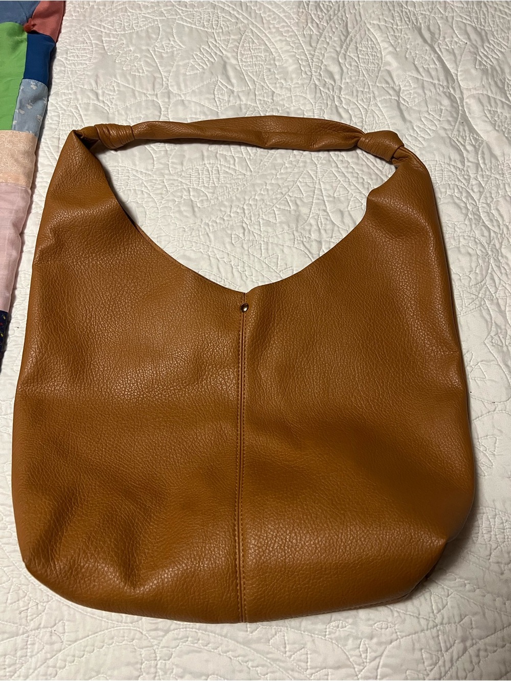 Tan Knot-Handle Shoulder Hobo Bag